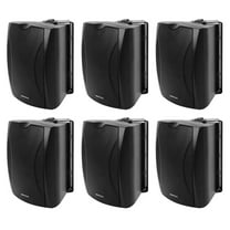 6) Rockville WET-6B 70V 6.5" IP55 Black Commercial Indoor/Outdoor Wall Speakers