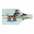 thumbnail image 1 of East Cutting Board, Japanese Woman Traditional Athlete Hand Fan Cultural Illustration, Decorative Tempered Glass Cutting and Serving Board, Wine Bottle Shape, Multicolor, by Ambesonne, 1 of 1
