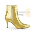 thumbnail image 3 of BLISSFUL STEP Mirror Leather Stiletto Heels Ankle Boots for Women Gold 11, 3 of 6