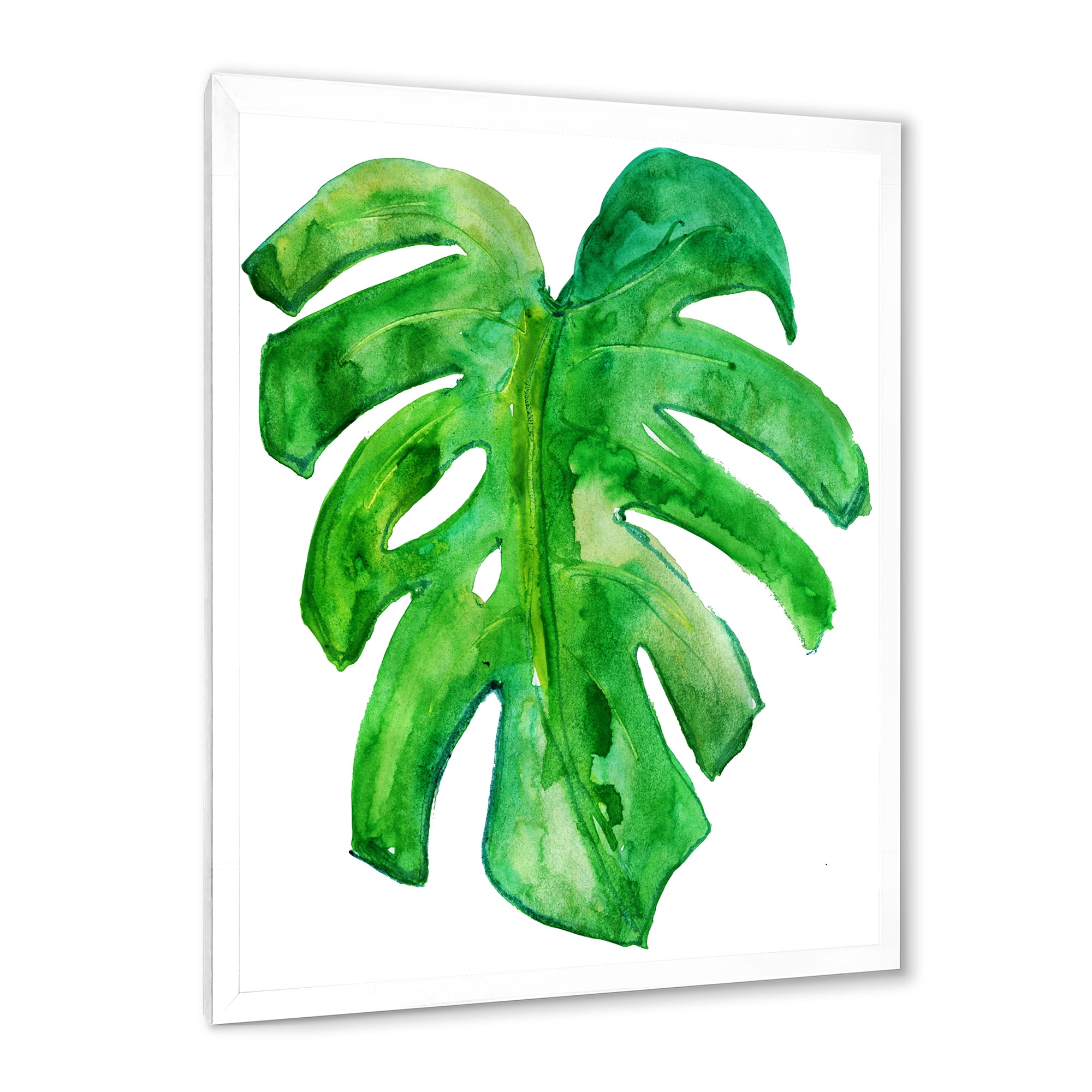 Designart 'Close Up Of Tropical Leaf Of Monstera I' Farmhouse Framed Art Print