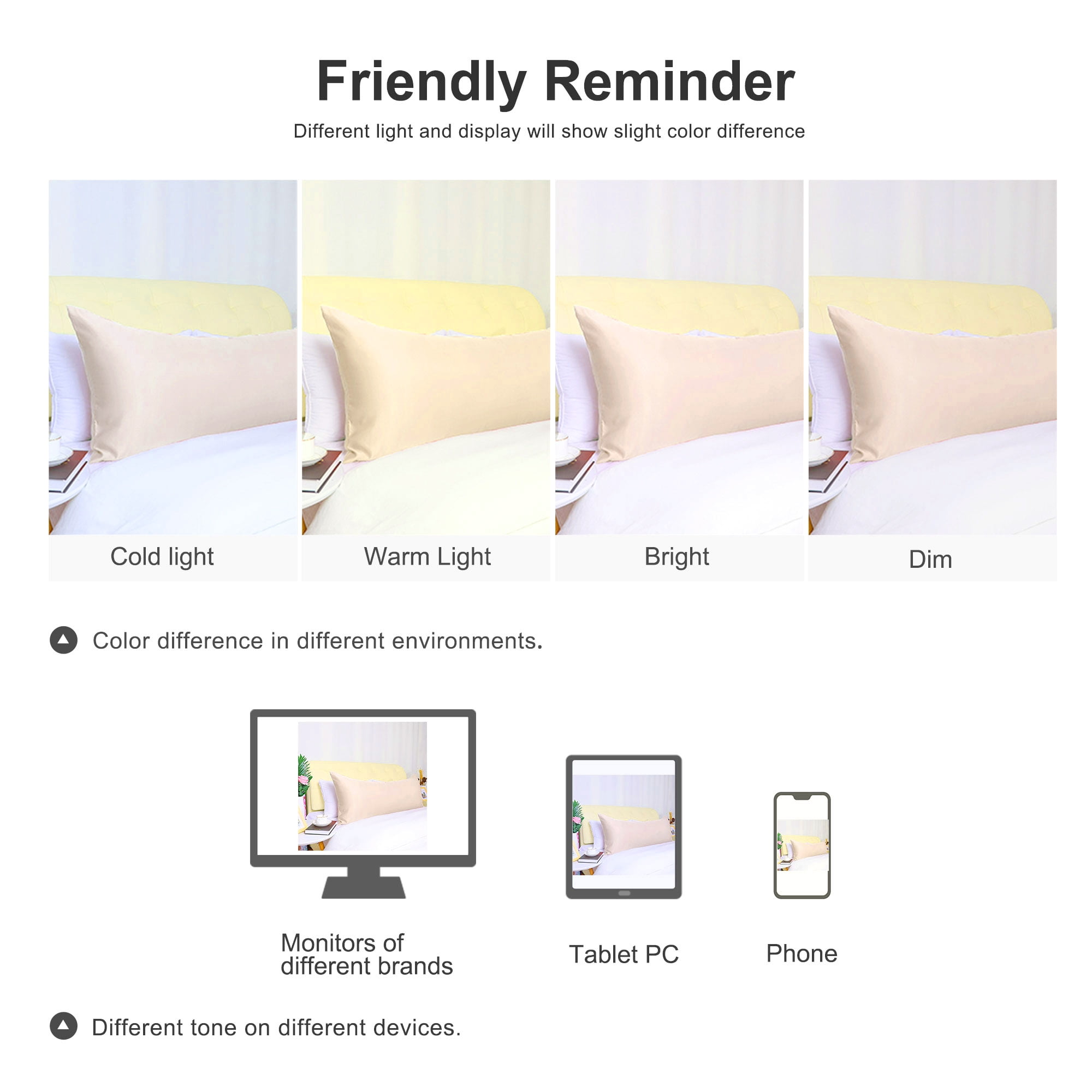 Unique Bargains Silky Satin Zippered Body Pillow Cover, 21" x 54", Light Tan