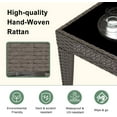 thumbnail image 6 of Kinbor Outdoor Furniture Patio Table Wicker Coffee Table, Square End Table Tempered Glass Top with Storage, Sesame Color, 6 of 9