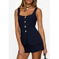 thumbnail image 4 of PRETTYGARDEN Womens 2 Piece Matching Sets Fashion Button Down Suit Vest Tops Shorts Set Spring Business Casual Outfits, 4 of 10