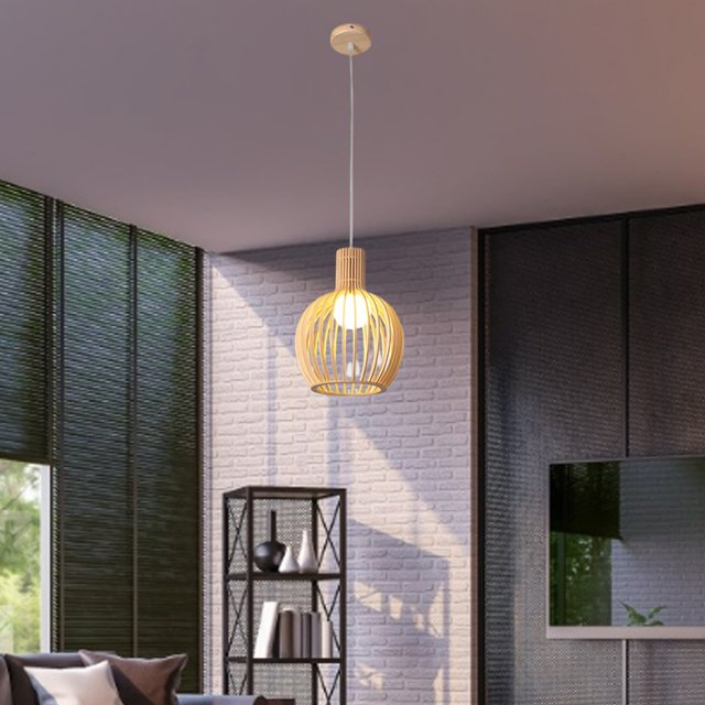 Lámpara Colgante Creativa Hecha Lámpara Decorativa con Cable Luz Colgante Moderna para Salón Comedor bar, 5 - Yotijar luz colgante de bambú