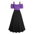 thumbnail image 3 of Fewfanhot Halloween Women's Dresses Witchy Elegance Dress, Asymmetrical Velvet Gown with Corset-Style Buckle Detail, 3 of 6