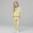 thumbnail image 6 of Abcomgle Boys 2 Piece Outfits 4-16 Fleece Half Zip Long Sleeve Sweatshirts and Athletic Sports Pants for Girls Active Girls Activewear Set,9-10 Years,Khaki, 6 of 9