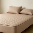 thumbnail image 1 of Ensemble de Couvre-Lit Matelassé Imperméable - Protège-Matelas en Soie Glacée, Surmatelas Respirant et Rafraîchissant, Kaki, JKODE, 1 of 6