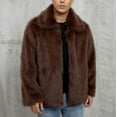 thumbnail image 5 of MaFYtyTPR Mens Warm Coats Winter Men's Fashion Solid Color Faux Furry Fleece Lapel Cardigan Outerwear Tops Coffee XXXL, 5 of 5