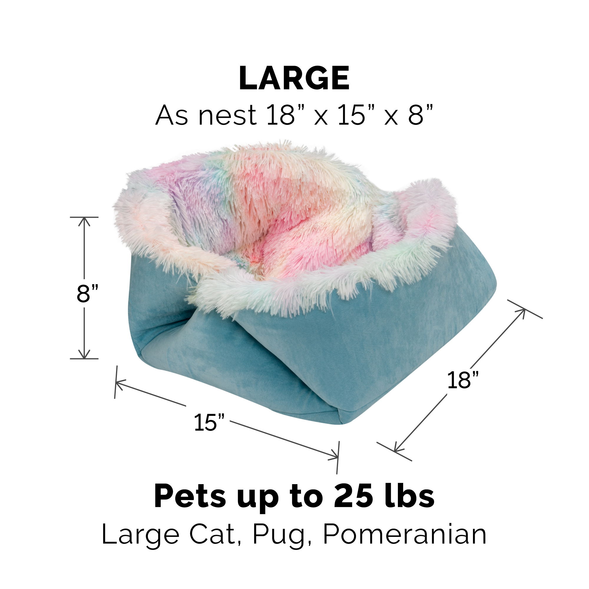 FurHaven | Convertible Self-Warming Cuddle Pet Mat & Bed for Dogs & Cats, Rainbow, Large