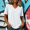 thumbnail image 2 of VBVC Women's V Neck Short Sleeve T-Shirt , Ladies' Loose Fit Breathable Casual Tee , Lightweight Basic Summer Tops For Women,White,S-2XL, 2 of 7
