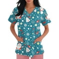thumbnail image 6 of Garbnen Women Scrub Tops Christmas Womens Scrub Tops Short Sleeve V Neck Xmas Elk Print Nurse Uniform with Pockets, 6 of 7
