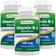 3 Pack Best Naturals Vitamin B2 Riboflavin 100 mg 180 Tablets