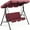 Burgundy, variant on Alden Design 3-Seat Outdoor Patio Swing Chair with Adjustable Canopy for Garden, Burgundy