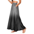 thumbnail image 2 of Bbyeadc Long Skirts for Women A-Line Satin Skirt Lightweight Floral Skirt Dress Wedding Guest Maxi Skirt with Pocket,Black(L), 2 of 5