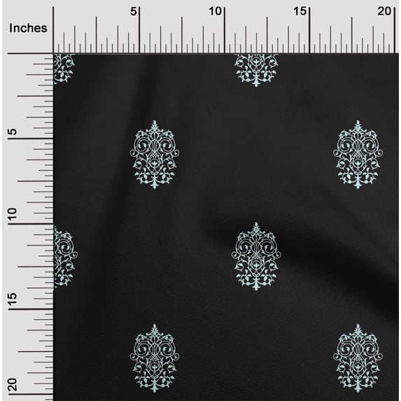 oneOone Cotton Poplin Twill Black Fabric Ethnic Block Quilting Supplies Print Sewing Fabric By The Yard 56 Inch Wide
