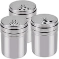 thumbnail image 1 of tarros de especias herméticos con tapas agitadoras ajustables, organizador de cocina para cocinar con mucho sabor, juego de condimentos giratorios plateados, 1 of 8