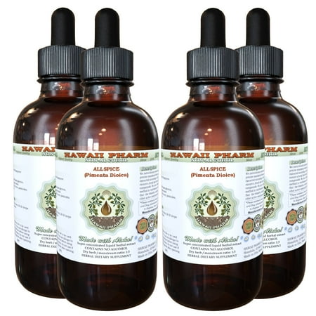 Allspice (Pimenta Dioica) Glycerite, Organic Dried Fruits Alcohol-Free Liquid Extract, Jamaica Pepper, Glycerite Herbal Supplement 4x4 oz