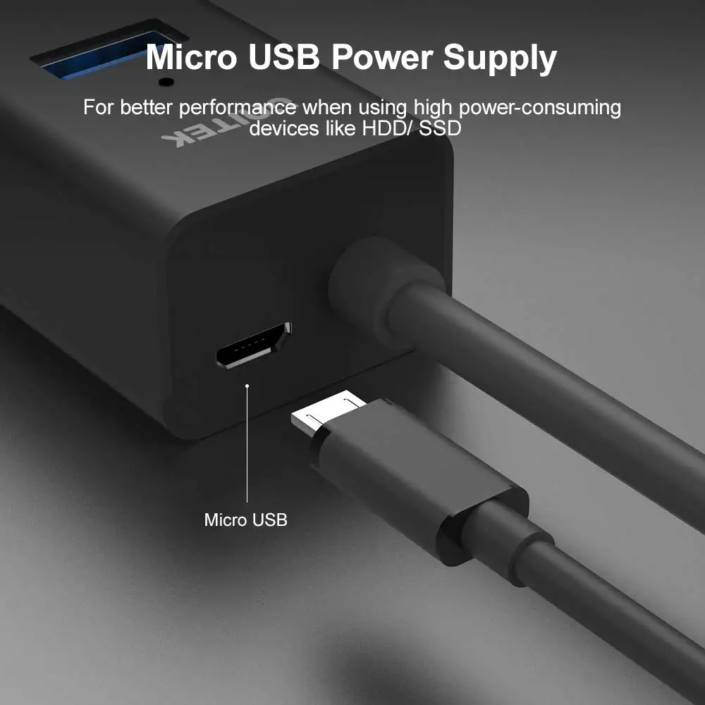 Unitek 4-Port USB 3.0 Hub, 4 Ft Long Cable USB Extension Multiple Port Splitter with Micro USB Charging Port Compatible for Windows PC, Laptop,Flash Drive,Wireless Mouse Keyboard (Support Charging) - image 5 of 7