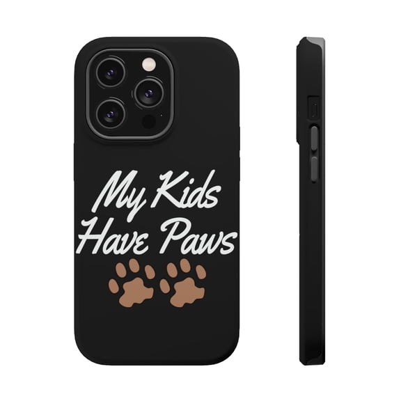 DistinctInk Tough Case for Apple iPhone 15 PRO (6.1" Screen), Compatible with MagSafe Charging - My Kids Have Paws