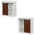 thumbnail image 6 of LuxenHome 1-Sliding Barn Door White Wood Storage Cabinet, 6 of 6