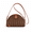 Coffee color, variant on Handwoven Straw Crossbody Bag, Half-Moon Rattan Shoulder Purse with Faux Leather Accent, Lightweight Casual Summer Beach Half-Round Clutches