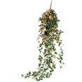 thumbnail image 1 of Plantas colgantes artificiales con flores de rosa, guirnalda de 4.5 pies, flor colgante falsa, cadena verde, pared, hogar, habitación, jardín, boda, interior, exterior, decorativa (no incluye cesta) Ormromra CZJJ-HQ53-2, 1 of 5