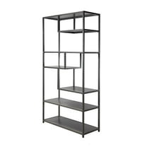 Bowery Hill Industrial Metal 6-Shelf Bookcase in Powder Coated Gray