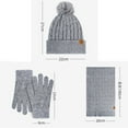 thumbnail image 3 of Winter Ear Flap Beanie Scarf Gloves Set, 3-Piece Knit Winter Accessories, Touchscreen Gloves Combo, Fleece Lined Cold Weather Set, Unisex Winter Gear, Outdoor Sports Set - Grey, 3 of 9
