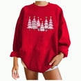 thumbnail image 3 of Towmus Plus Size Christmas Sweatshirt for Women Cute Long Sleeve Pink Christmas Tree Printed Fall Winter Pullover Tops, 3 of 6
