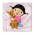 thumbnail image 1 of Nursery Bandana, Doodle Girl and Pet Dog, Unisex Head and Neck Tie, by Ambesonne, 1 of 2