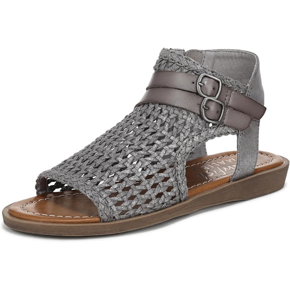 Blowfish Malibu Women's Dream Strappy Low Wedge Sandal Dark Silver Metallic 7M