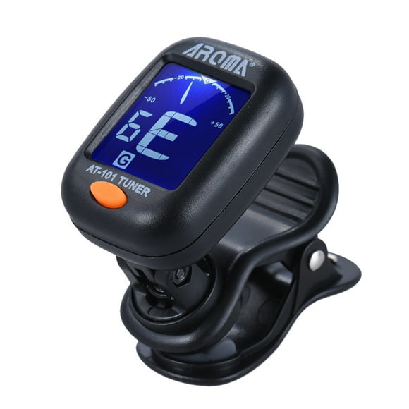 AROMA AT-101 Portable Mini Clip-on Digital Tuner with Foldable Rotating Clip High Sensitivity for Chromatic Guitar Bass Violin Ukulele