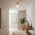 thumbnail image 4 of Evelyn&Zoe 9.25" Antique Brass Finish Metal/Glass Semi Flush Mount, 4 of 7