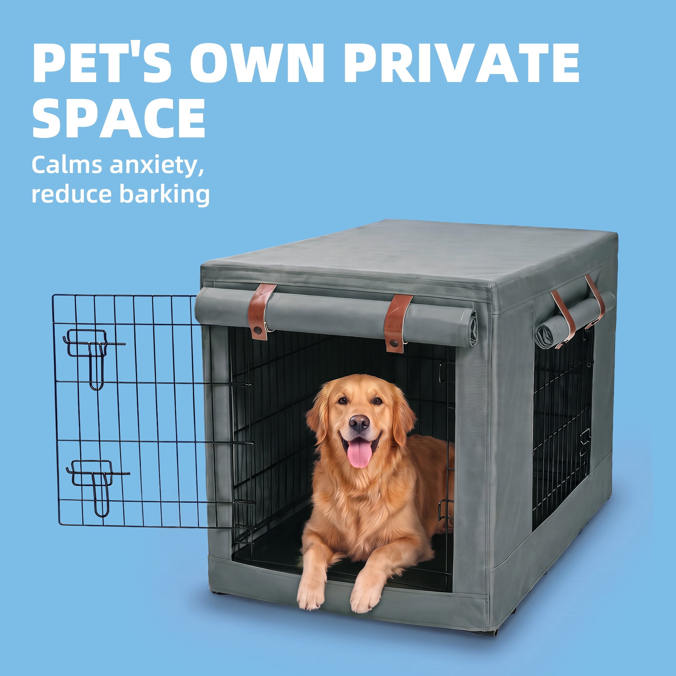 Vibrant Life 30" Dog Crate Cover with Breathable Panels, Dark Gray