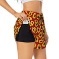 thumbnail image 2 of Bixox Women's Sunflowers On Red pattern 2 in 1 Running Shorts - Lightweight Athletic Workout Gym Yoga Shorts Liner with Pockets - Large, 2 of 7