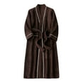 thumbnail image 6 of TIWEKE Winter 2025 New Half Flannel Men's Thickened Robe Long Furry Home Wear Bathrobe Man (Black,M), 6 of 6