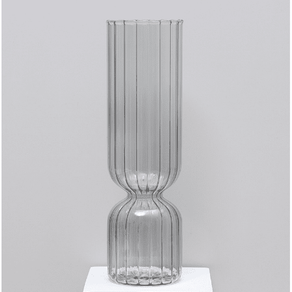 Colorful Straight Tube Striped Glass Vase - Modern Home Decor Art
