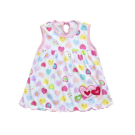 

Fidelma Dresses Toddler Cute Baby Cotton Flower Children Dot Striped Tees Dress T-Shirt VestFashion Dress