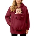 thumbnail image 5 of zaveiop Women Fleece Zip up Hoodie 2 in 1 Baby Wearing Jacket Maternity Winter Coat Thicken Kangaroo Sweatshirt Baby Wearing Outerwear (Wine, XL), 5 of 7