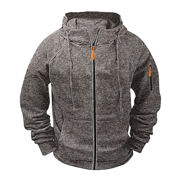pstuiky camisa de manga larga para hombre, Sudadera deportiva de manga larga con capucha y bolsillos múltiples para hombre, estilo cargo, informal, para entrenamiento Tops de hombre l