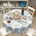 thumbnail image 6 of Nautical Coastal Round Tablecloth 60 Inch Summer Blue Ocean Coral Starfish Seashell Print Table Cloth Beach Theme Washable Polyester Table Cover for Kitchen Dining Room Party Indoor Outdoor Home Decor, 6 of 6