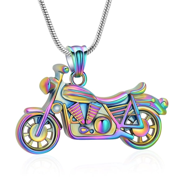Motorcycle Urn Necklace for Ashes Men Women Cremation Jewelry Stainless Steel Motorbike Memorial Necklaces Ash Holder for Human / Pets with Fill Tool