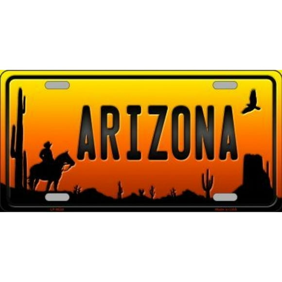 Cowboy Arizona Scenic Background Metal License Plate