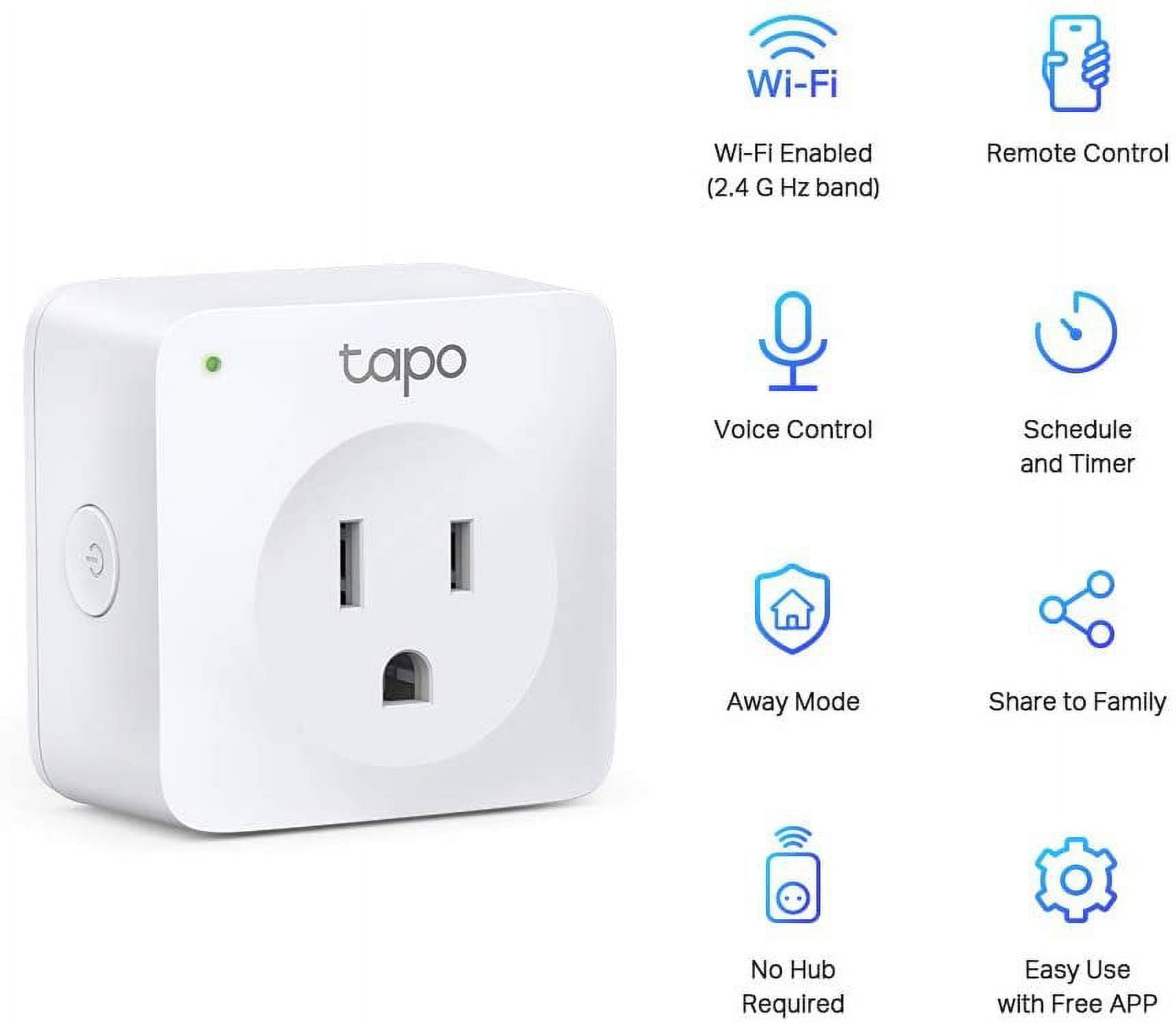 TP-Link - Mini prise connectée WiFi Tapo P100 (Lot de 2) Blanc