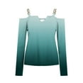 thumbnail image 5 of WREESH Womens Fashion Off The Shoulder Tops Slim V Neck Casual Gradient Color T-Shirts Long Sleeve Pullover Blouse Tops Olive Green, 5 of 5