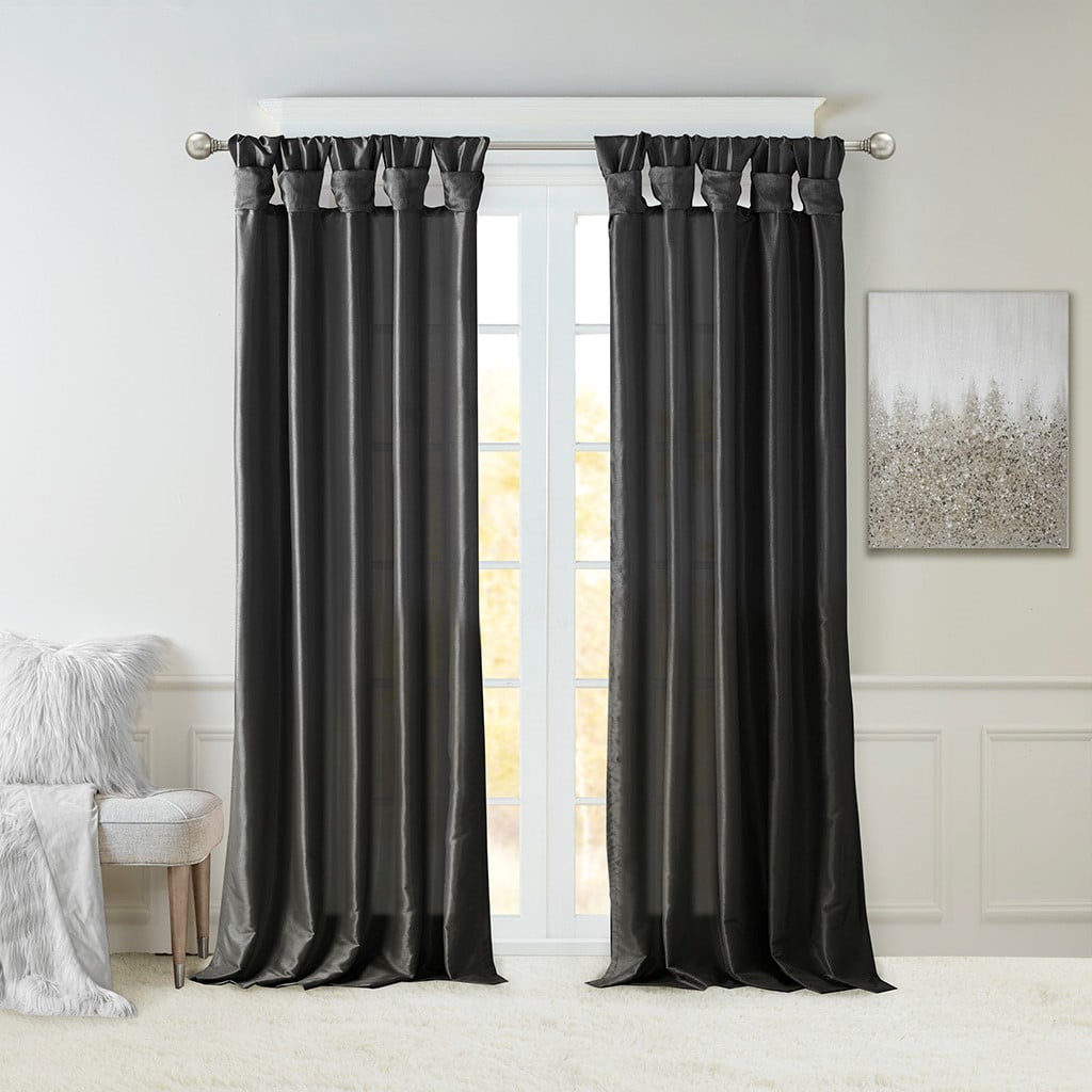 MAYEERTY 50x84" Twist Tab Lined Window Curtain Panel Black