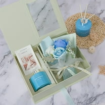 AYktou Bath Soap Rose Flower Petals Home Spa Set with Scent Diffuser,Rose Shaped Soap Petals Spa Gifts Ideas for Women Teens Mom,Valentines Day Mother's Day Birthday Girls