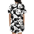 thumbnail image 3 of Rocae Seamless Pattern Cute Panda for Two Piece Sleepwear Pajamas Sets for Women Soft Short-Sleeved Pjs with Lounge Shorts Large, 3 of 9