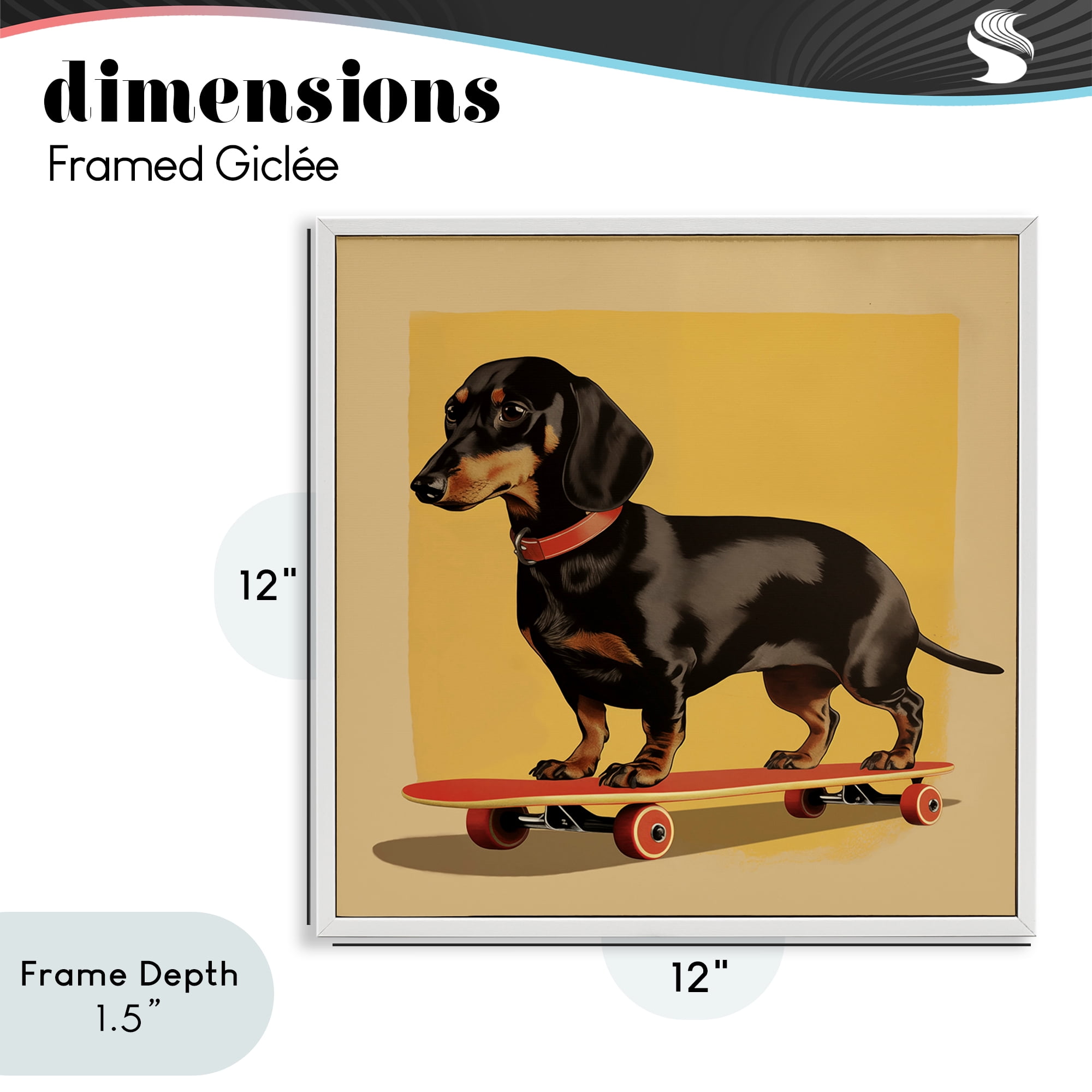 Stupell Industries Dachshund on Red Skateboard White Framed Giclee Art, design by Andreas Magnusson