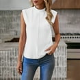 thumbnail image 4 of Women's Mock Turtle Neck Sleeveless Tops Summer Trendy Basic Cap Sleeve Tunic Tank Tops, 4 of 9